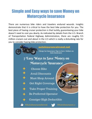 Ways to Save Money on Motorcycle Insurance