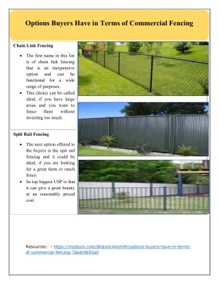 Options Buyers Have in Terms of Commercial Fencing