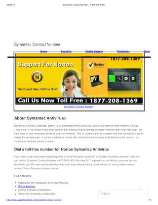 Symantec Contact Number â€“ 1-877-208-1369 | Reach us