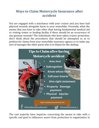 How to Claim Motorcycle Insurance after accident