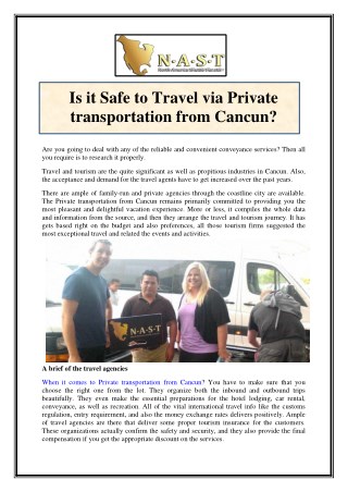 Is it Safe to Travel via Private transportation from Cancun?