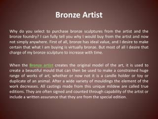 Interesting Facts I Bet You Never Knew about Bronze artist