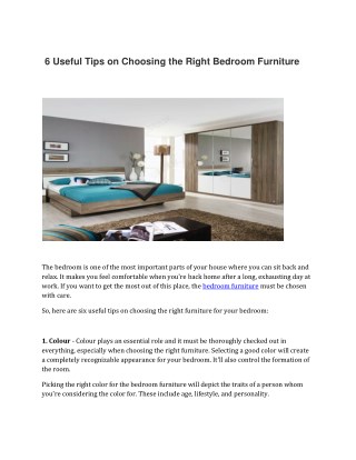 6 Useful Tips on Choosing the Right Bedroom Furniture