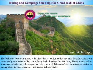 Hiking and Camping: Some tips for Great Wall of China