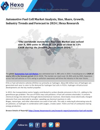 Automotive Fuel Cell Industry Size, Share, Analysis Report, 2024