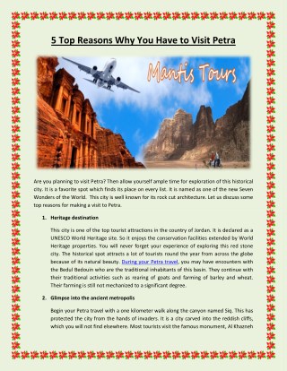 5 Top Reasons Why You Will Plan Tours to petra