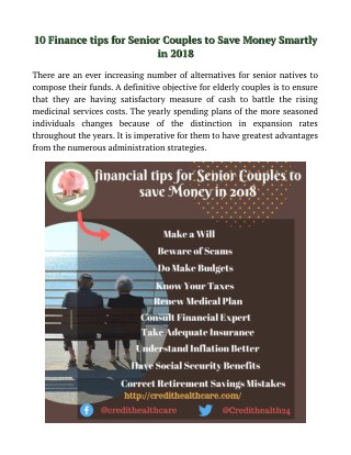 Finance Tips for Senior Couples to Manage Money better in 2018