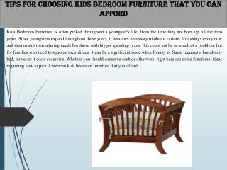Tips for Choosing Kids Bedroom Furniture That You Can Afford