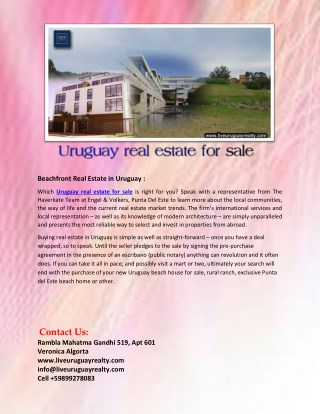 Uruguay real estate for sale