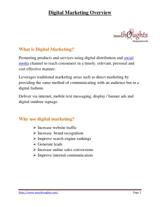 PDF | Digital Marketing Overview | Innothoughts Systems