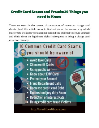 Credit Card Scams:Things you need to avoid