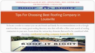 Tips For Choosing Best Roofing Company in Louisville