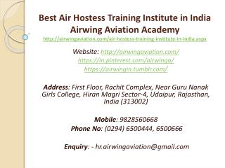 Best Air Hostess Training Institute in India Airwing Aviation Academy
