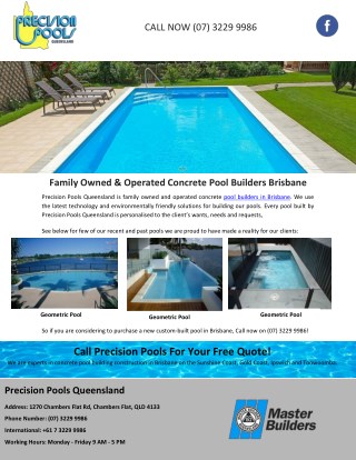 Family Owned & Operated Concrete Pool Builders Brisbane