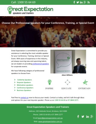 Choose Our Professional Speakers for your Conference, Training, or Special Event