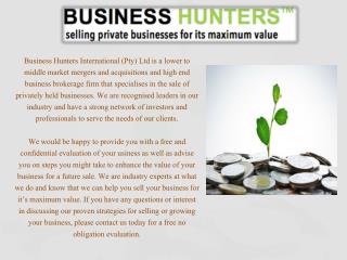 Businesses For Sale in South Africa | Business Hunters International (Pty) Ltd