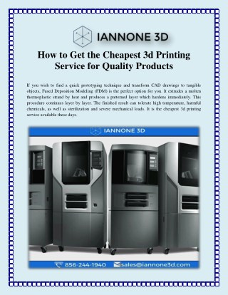 How to Get the Cheapest 3d Printing Service for Quality Products
