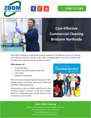 Cost-Effective Commercial Cleaning Brisbane Northside
