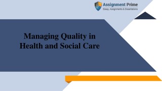 Quality Management in Health and Social Care Services