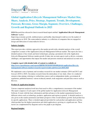 Application Lifecycle Management Software Market 2018 â€“ Industry Analysis, Size, Share, Strategies and Forecast to 20
