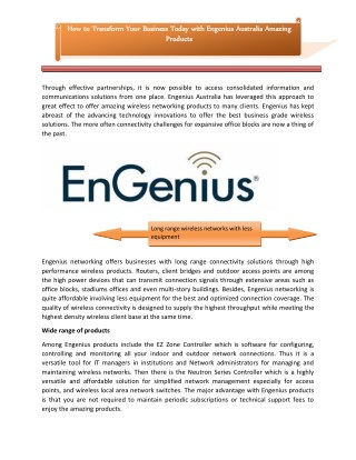 How to Transform Your Business Today with Engenius Australia Amazing Products