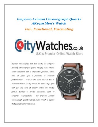 Emporio Armani Chronograph Quartz AR1919 Menâ€™s Watch