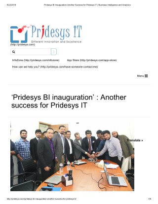 Pridesys BI Inauguration Another Success for Pridesys IT | Business Intelligence and Analytics