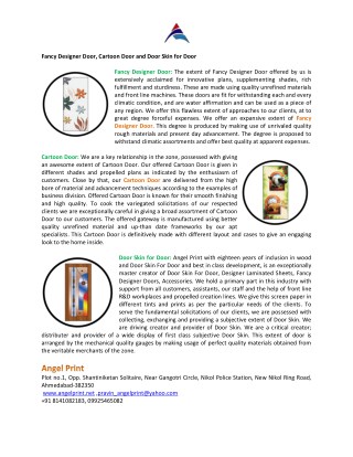 Fancy Designer Door, Cartoon Door and Door Skin for Door