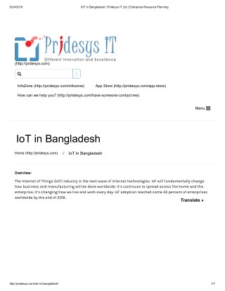 IOT in Bangladesh | Pridesys IT Ltd | Enterprise Resource Planning