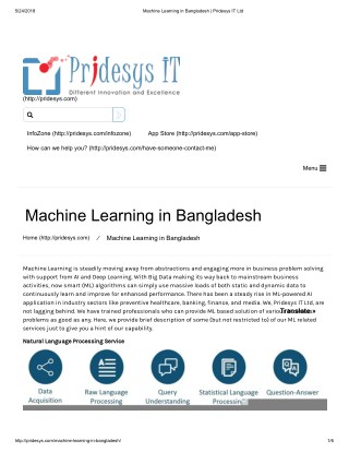 Machine Learning in Bangladesh | Pridesys IT Ltd