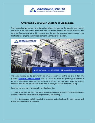 Overhead Conveyor System in Singapore