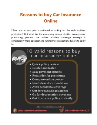 Reasons to buy Car Insurance Online