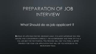 Preparation of Job interview