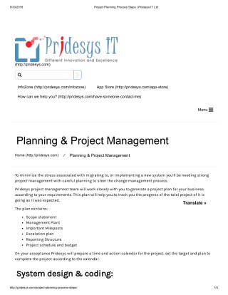 Project Planning Process Steps | Pridesys IT Ltd