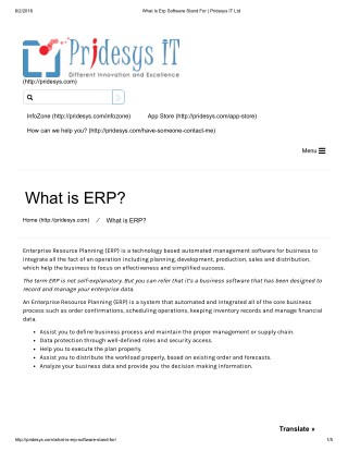What Is Erp Software Stand For | Pridesys IT Ltd