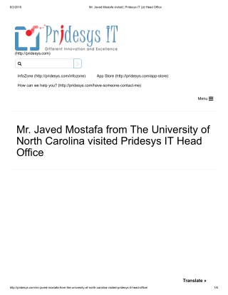 Mr. Javed Mostafa visited | Pridesys IT Ltd Head Office