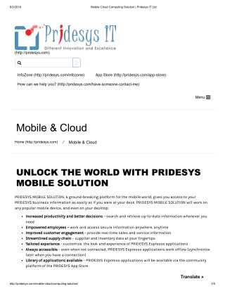 Mobile Cloud Computing Solution | Pridesys IT Ltd
