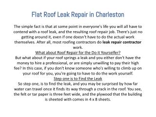 Flat Roof Leak Repair in Charleston