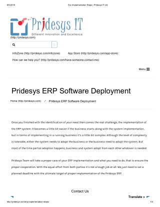 Erp Implementation Steps | Pridesys IT Ltd