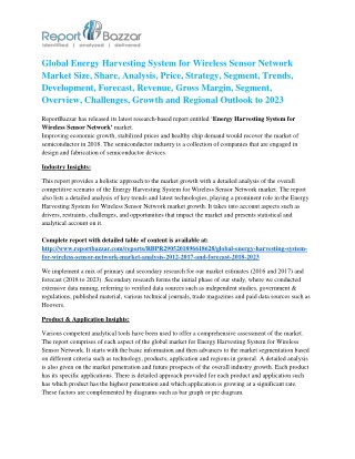 Energy Harvesting System for Wireless Sensor Network Market Capacity Forecasts, Industry intelligence, Price Trends An