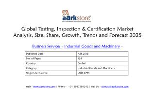 Global Testing, Inspection & Certification Market Analysis, Size, Share, Growth, Trends and Forecast 2025 | Aarkstore