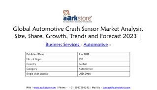 Global Automotive Crash Sensor Market Analysis, Size, Share, Growth, Trends and Forecast 2023 | Aarkstore