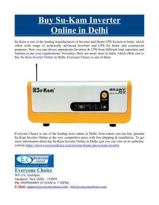 Buy Su-Kam Inverter Online in Delhi