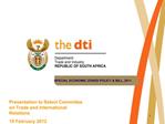 Presentation to Select Committee on Trade and International Relations 15 February 2012