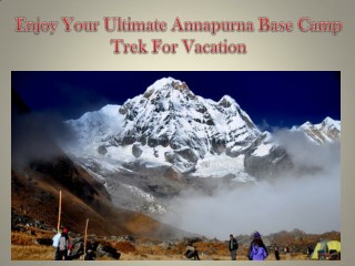 Enjoy Your Ultimate Annapurna Base Camp Trek For Vacation
