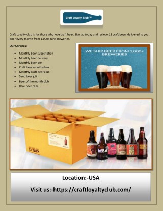 Craft Loyaty Club - 12 Craft Beers Delivered to your Home Every Month