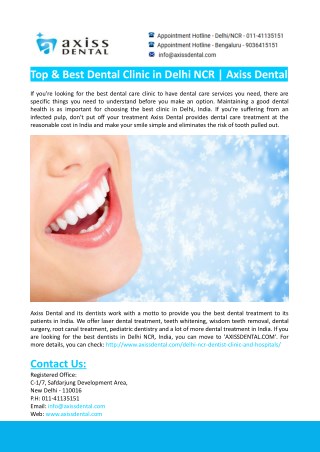 Top & Best Dental Clinic in Delhi NCR- Axiss Dental