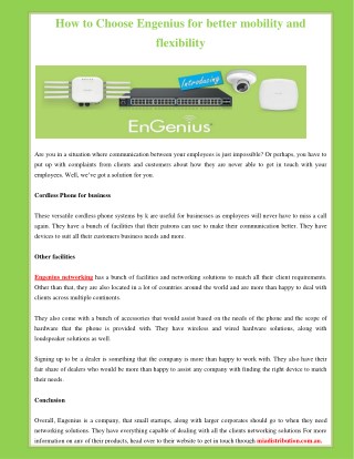How to Choose Engenius for better mobility and flexibility