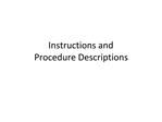 Instructions and Procedure Descriptions