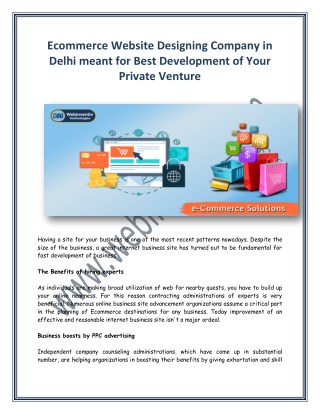 Ecommerce Website Designing Company in Delhi for Best Development